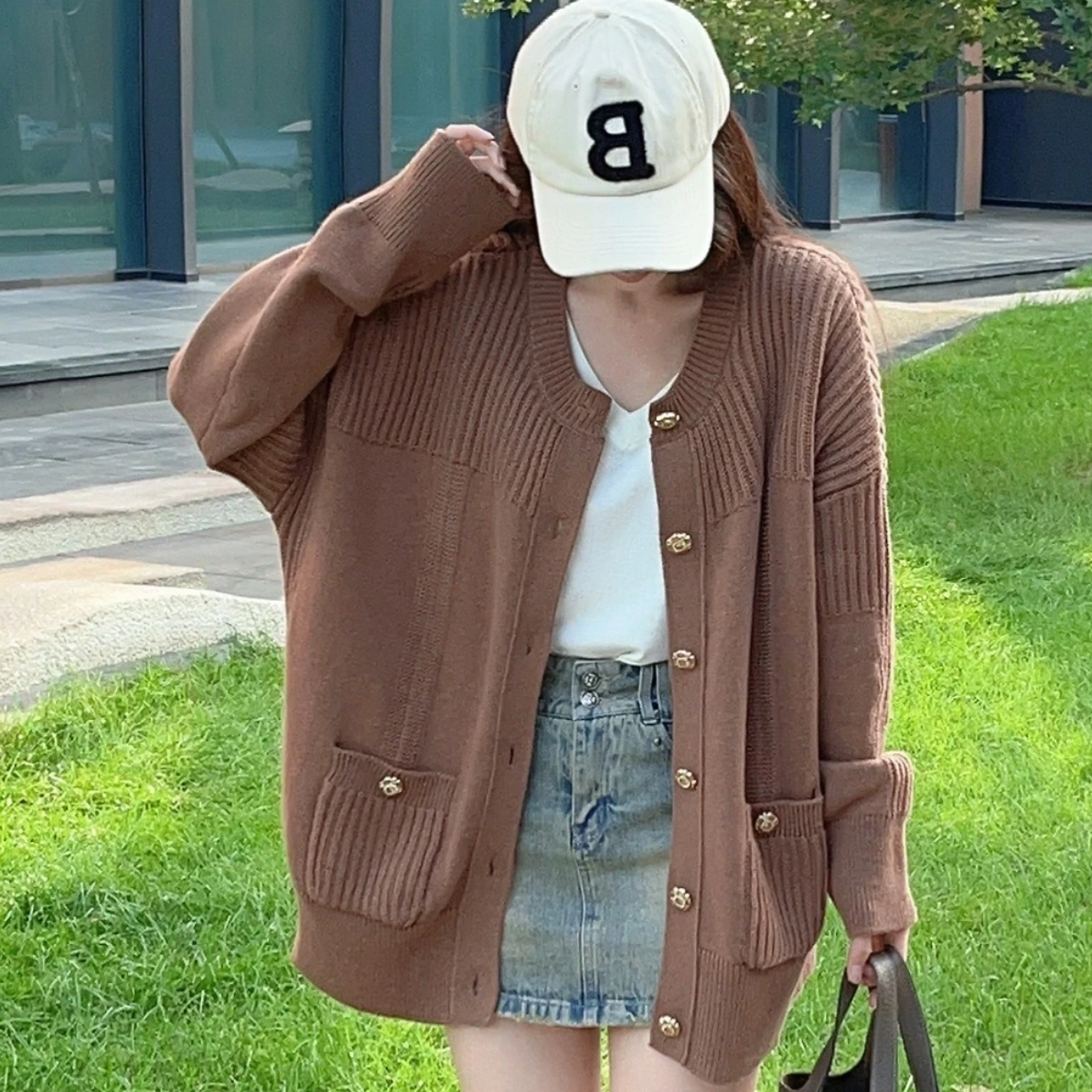 99新 Chanel/香奈儿 24A高级手工坊羊绒棕色开衫36码