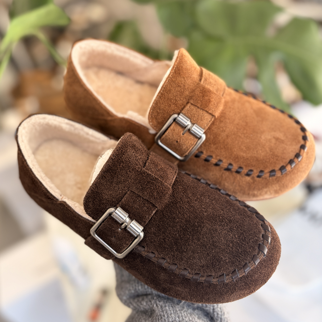 秋冬款加绒豆豆鞋一脚蹬勃肯鞋