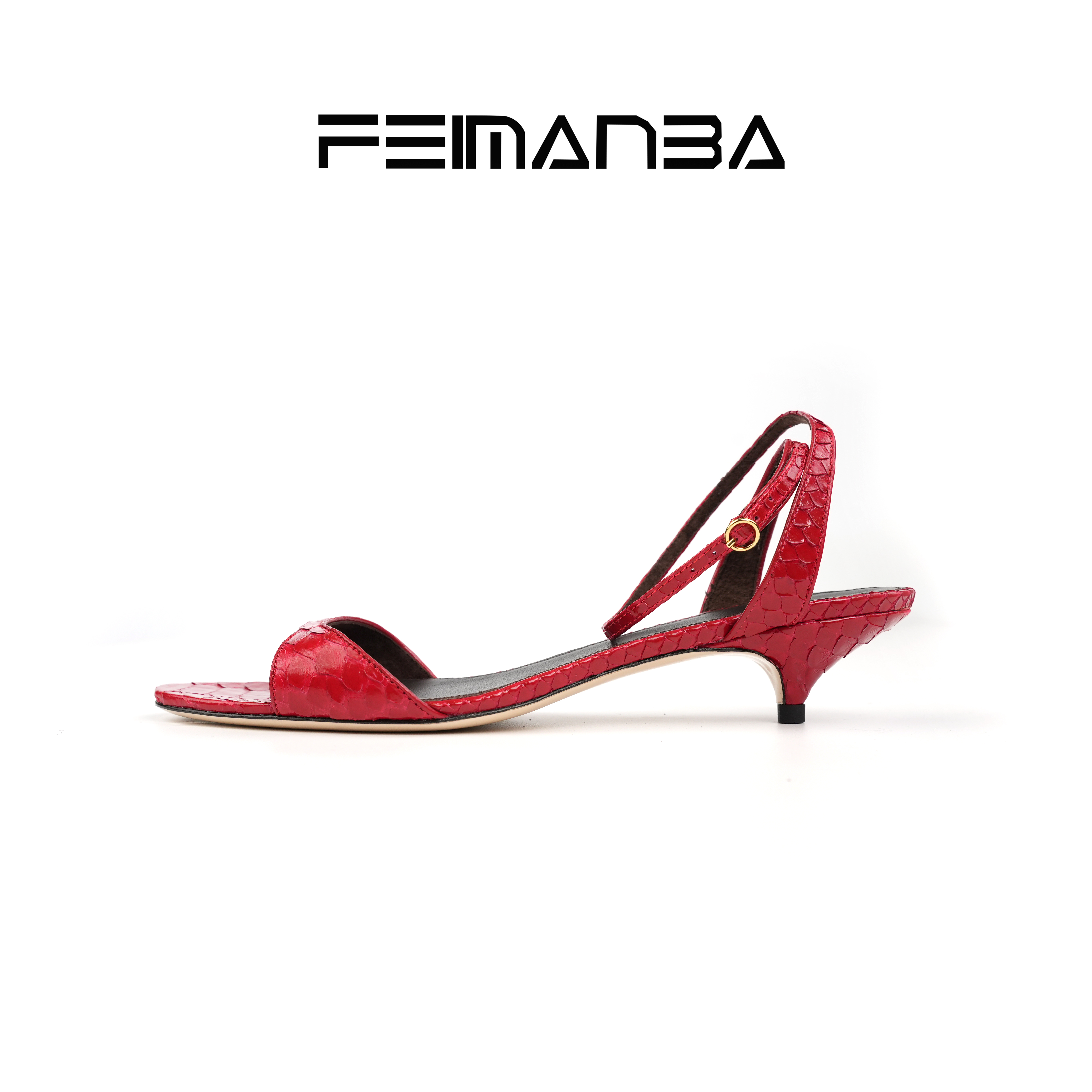 FEIMANBA基石系列 25年（跟高4cm）一字扣手工猫跟鞋女