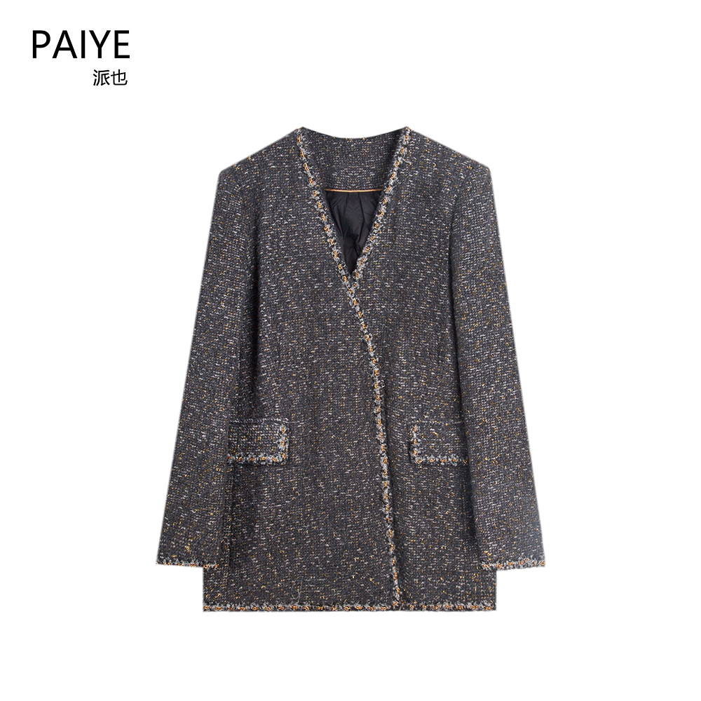 小香风外套女2025秋冬新款高级感法式气质编织粗花呢A72156