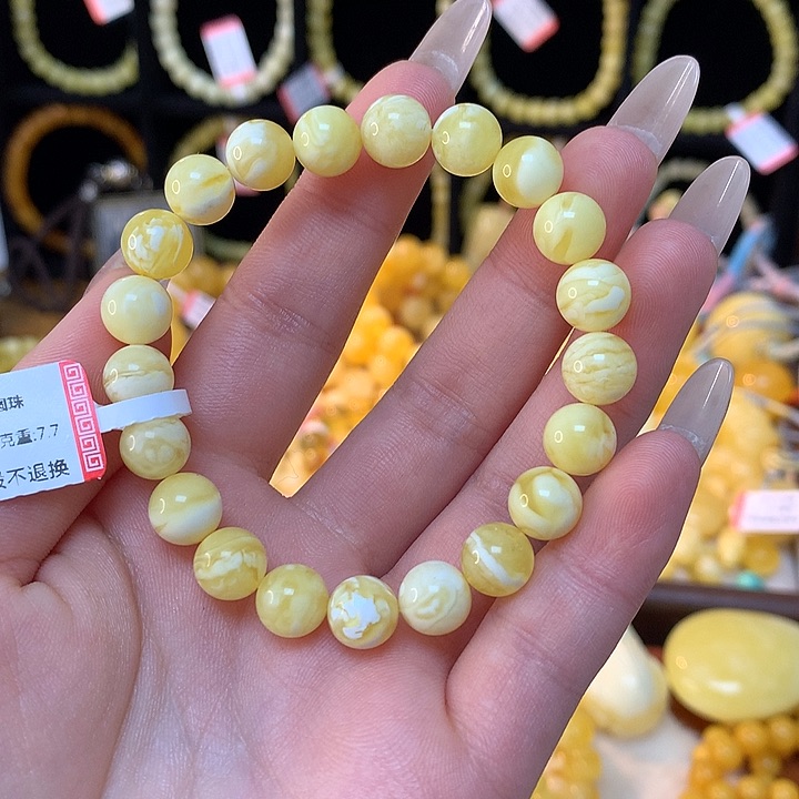 琥珀手链未镶嵌蜜蜡手串圆珠