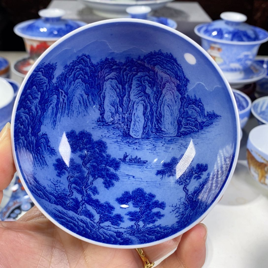 杯青花山水主人杯杯