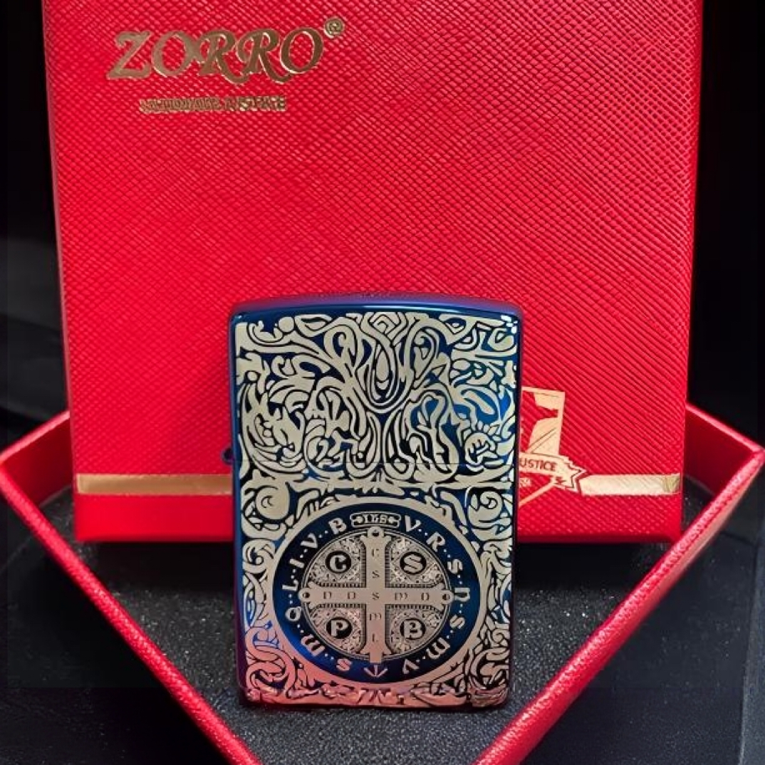 ZORRO（佐罗）Z902-LBKS康斯坦丁蓝冰金属蚀刻工艺打火机收藏礼赠