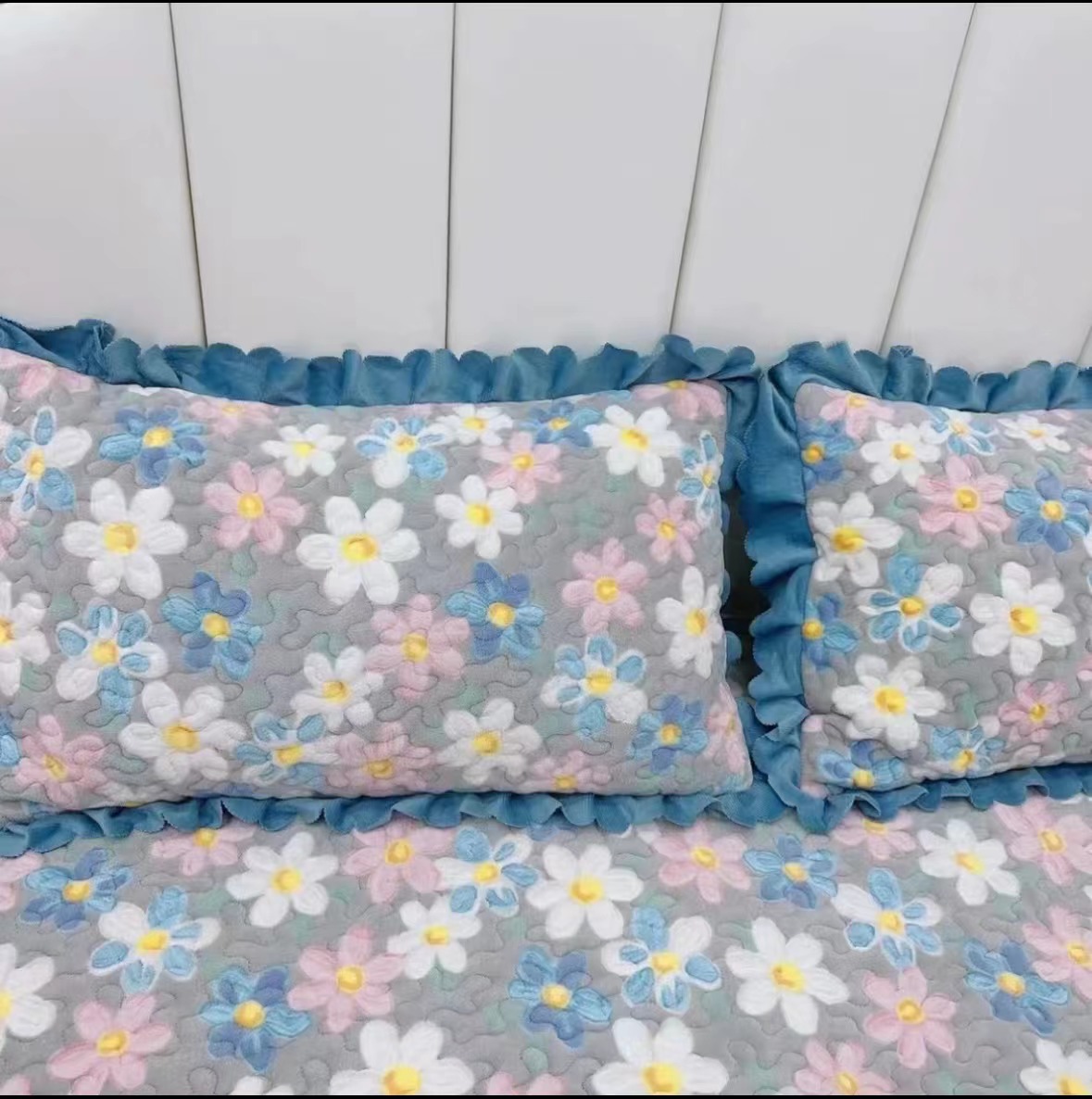 《同款枕套》加厚夹棉绗缝宝宝绒枕套48*74cm一对装