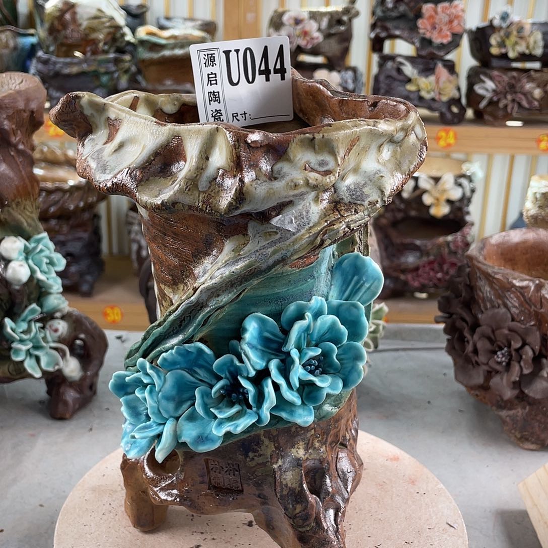 紫砂花盆景德镇陶瓷花盆044