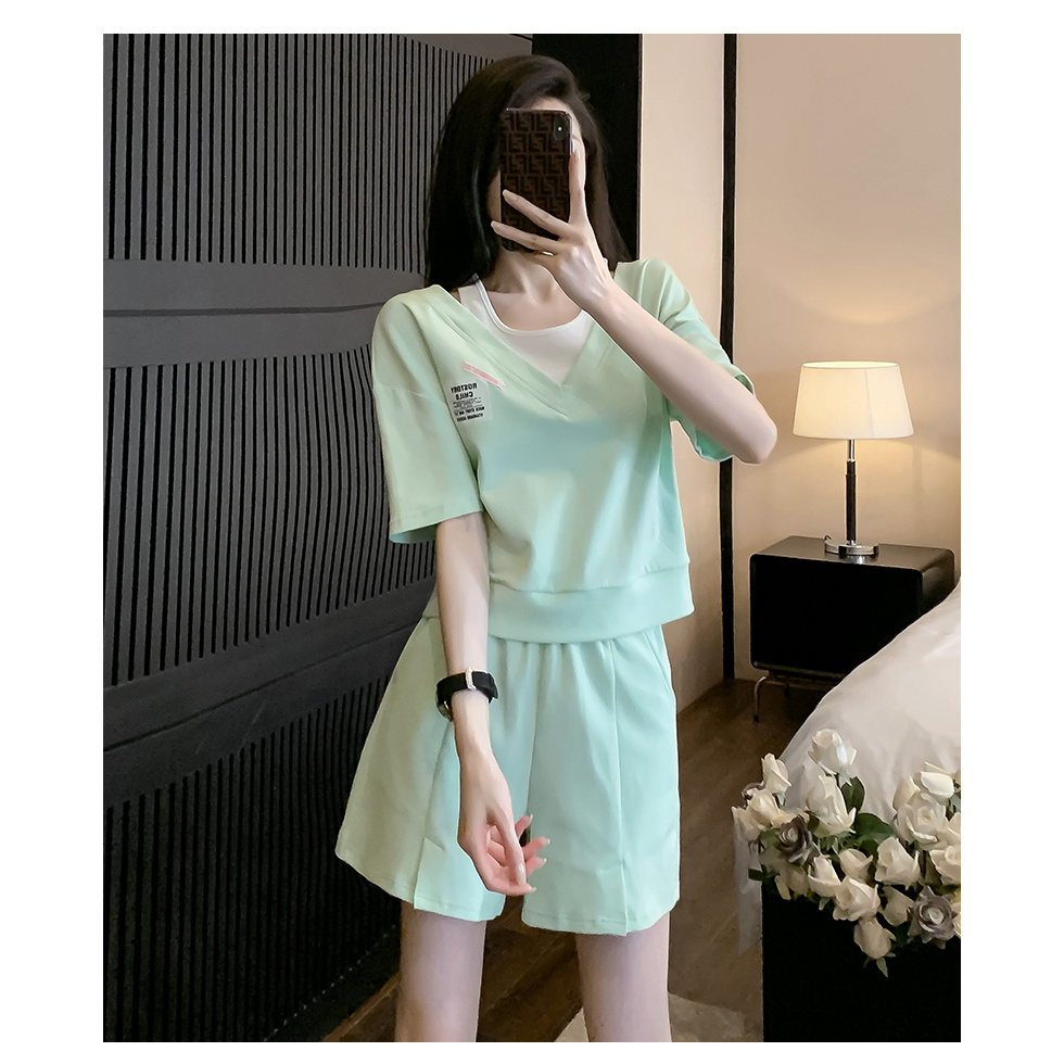 夏新款小个子运动休闲套装女宽松显瘦短袖短裤洋气减龄两件套