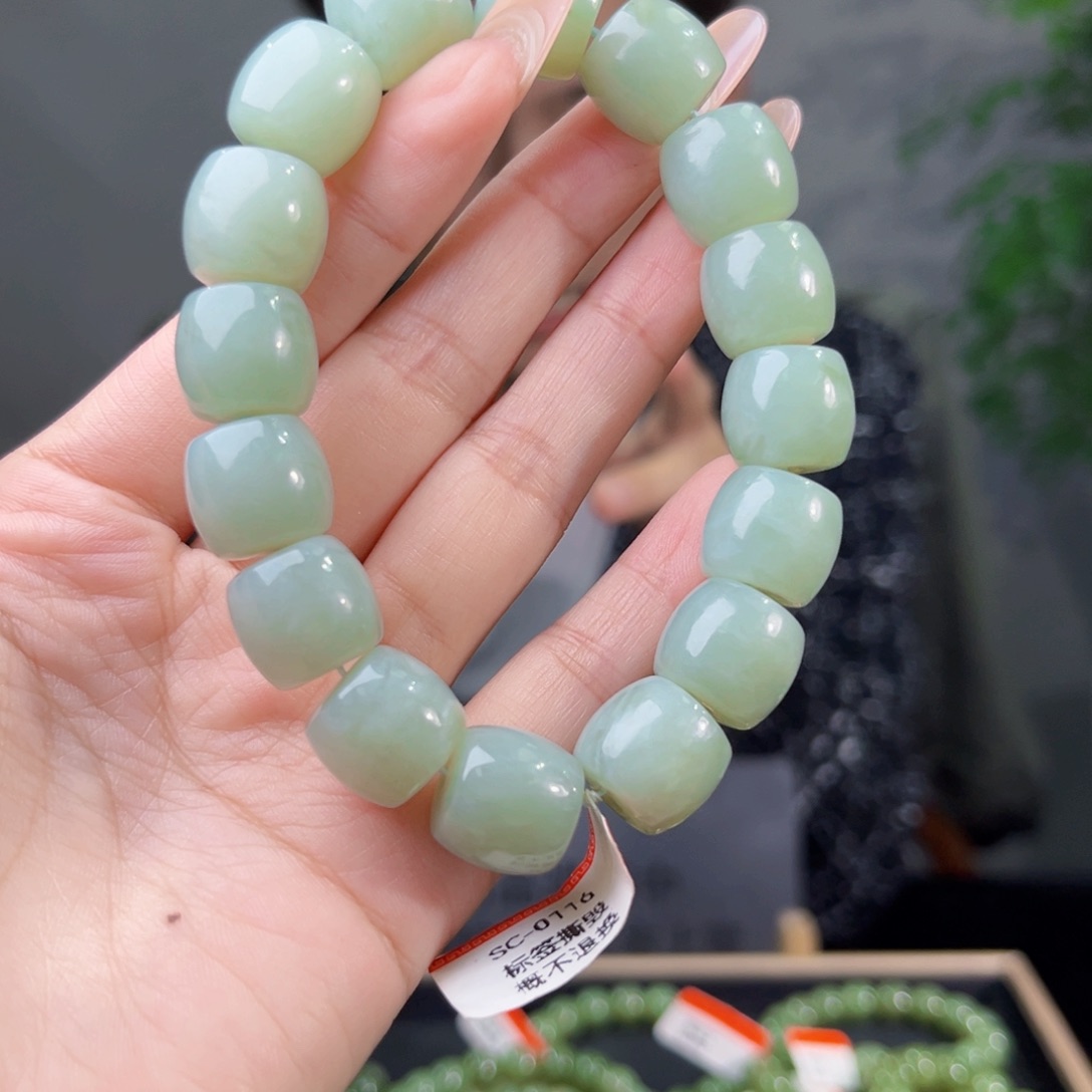 和田玉未镶嵌手链纯天然和田玉新疆且末天空之蓝卡14