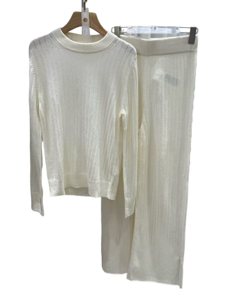 【LP】慵懒风法式时尚套装长袖休闲套装时尚简约白色显瘦 0138