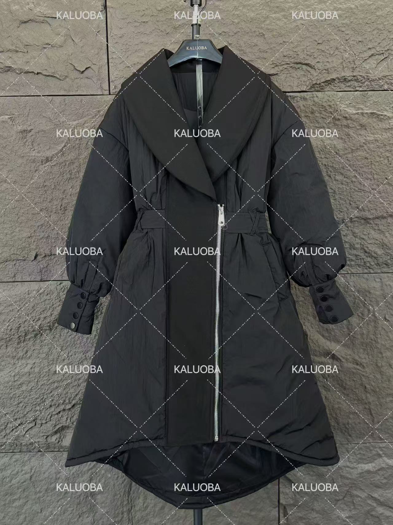 【原创大码设计师款】冬季新款收腰显瘦中长款保暖棉服6108