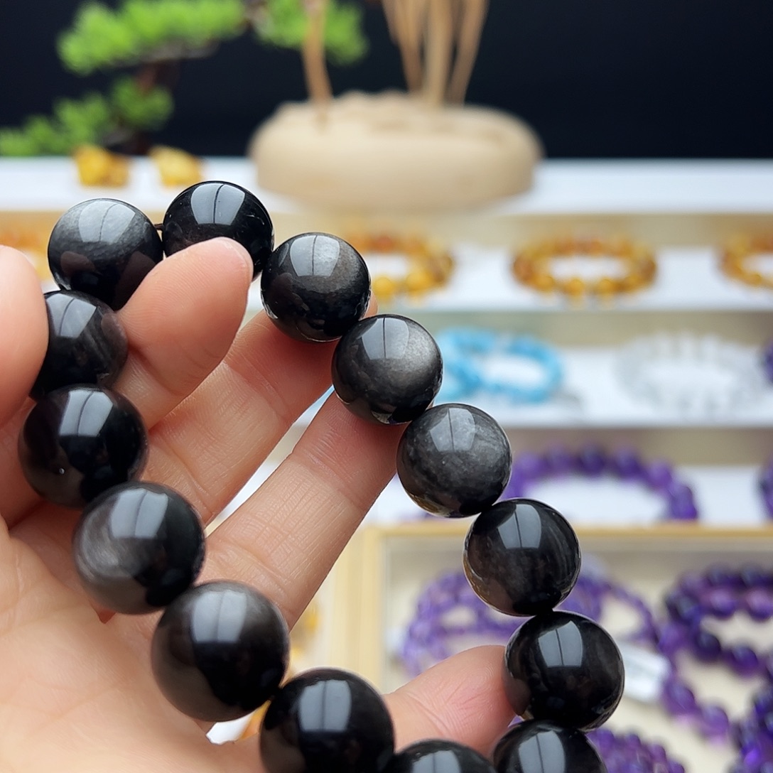 水晶手链未镶嵌银曜16mm