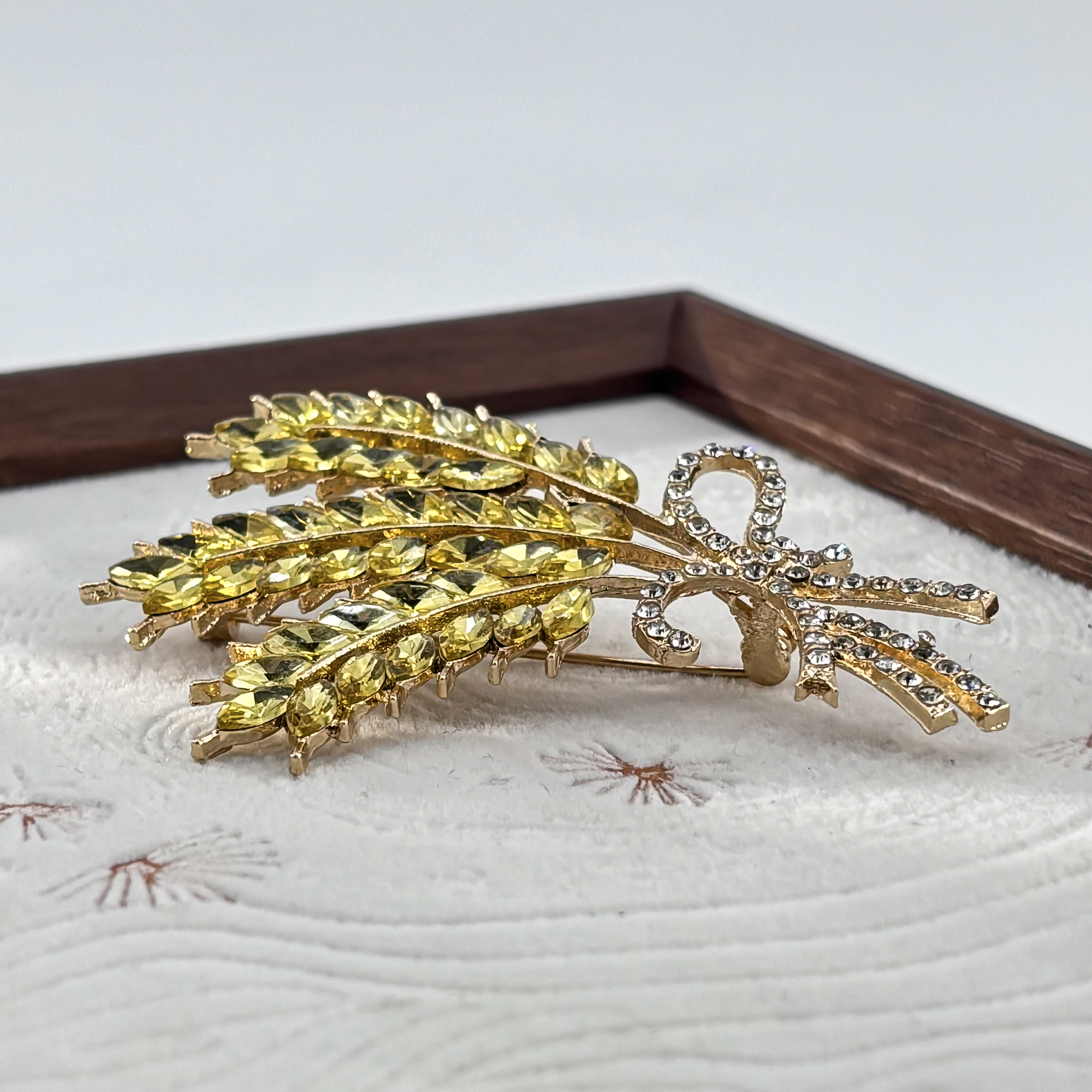 锌合金合成锆石胸针 3007金色麦穗胸针