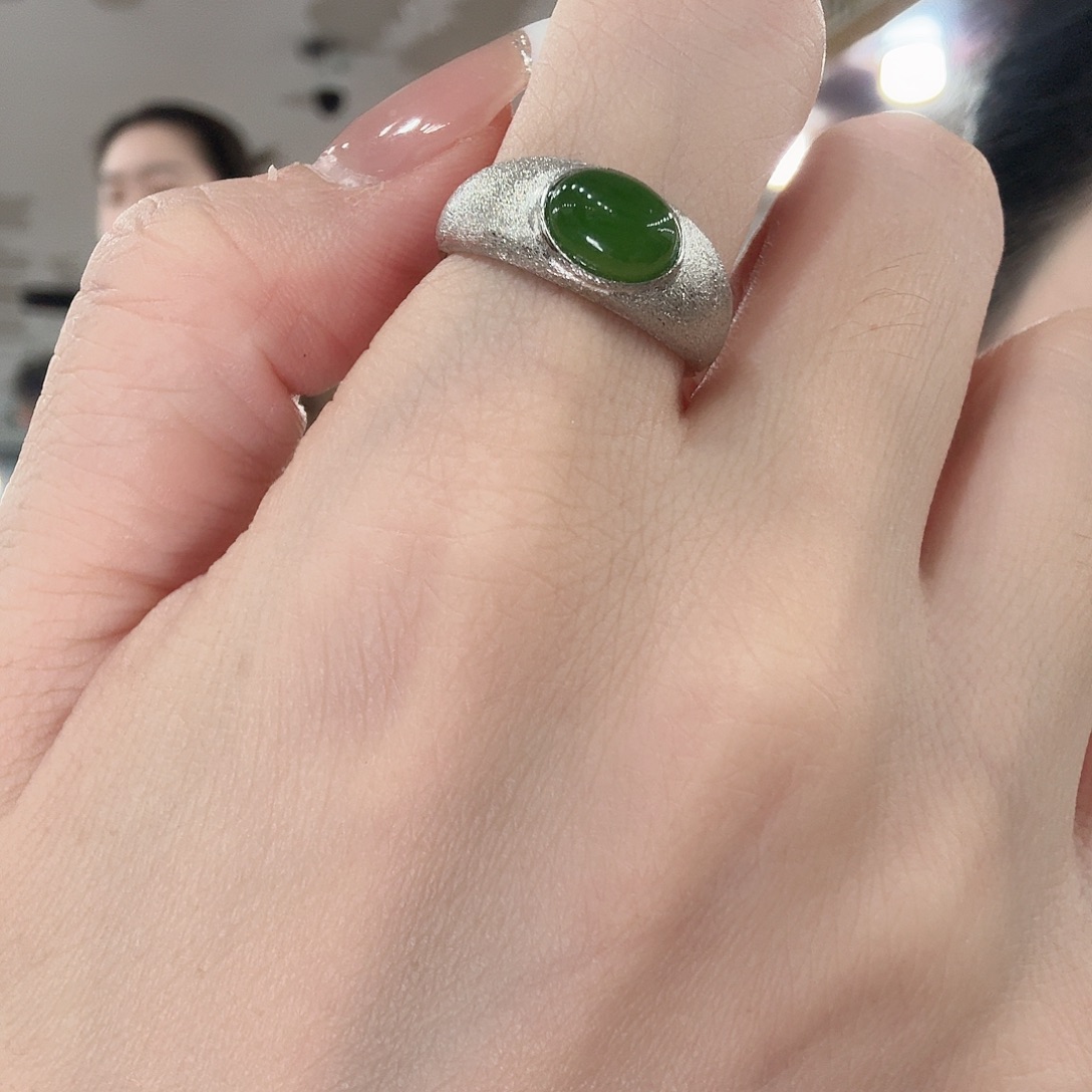 和田玉银S925镶嵌戒指