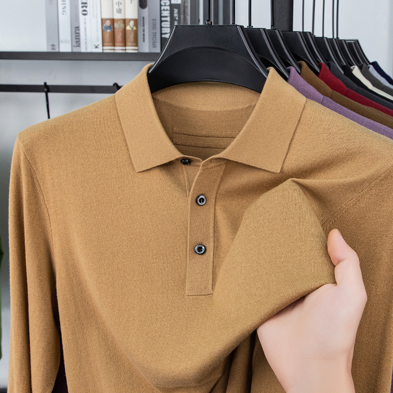 杰家同款 翻领羊毛衫 美丽诺168支100%超细精纺 高端休闲商务polo