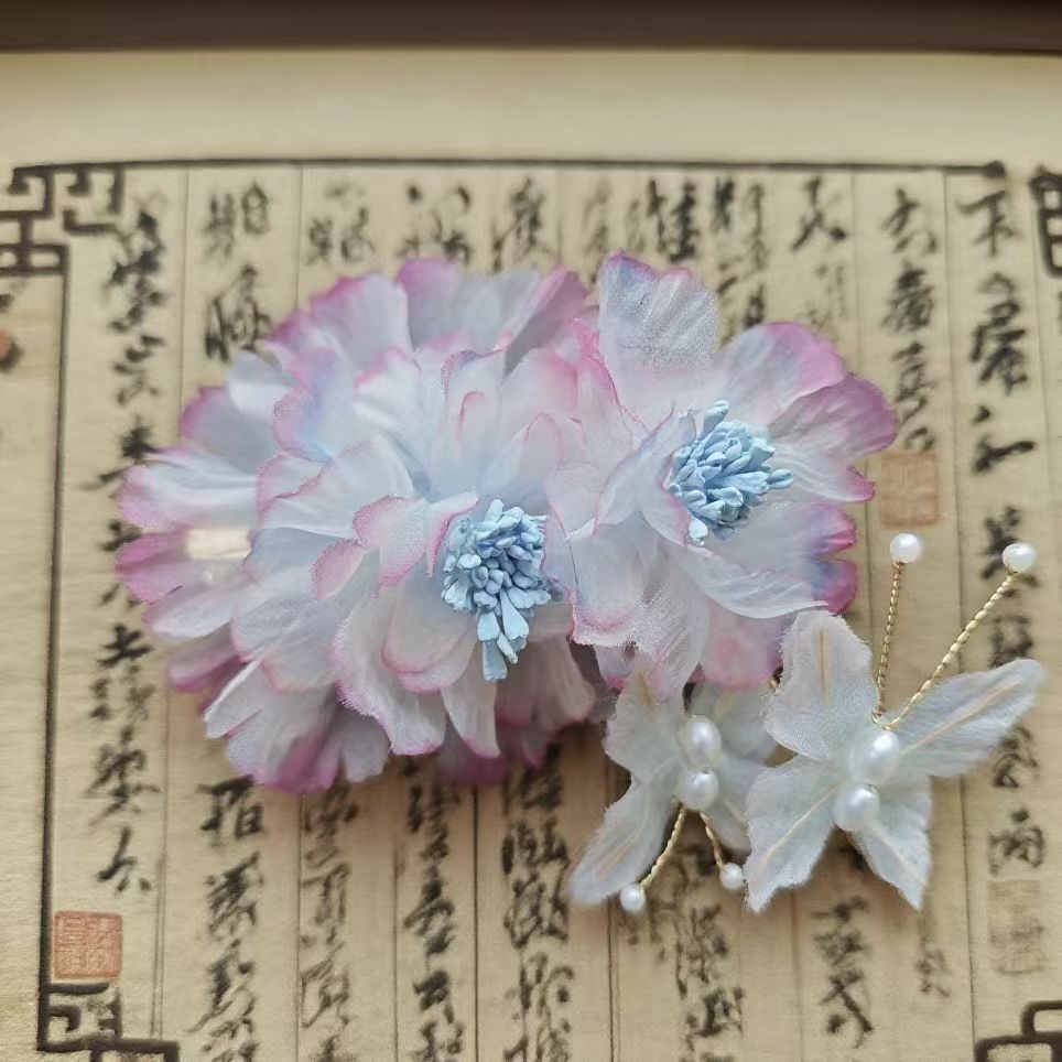 【云鬓花颜阁烫花发夹】云间花信爆款新中式汉服纯手工古风发饰B245