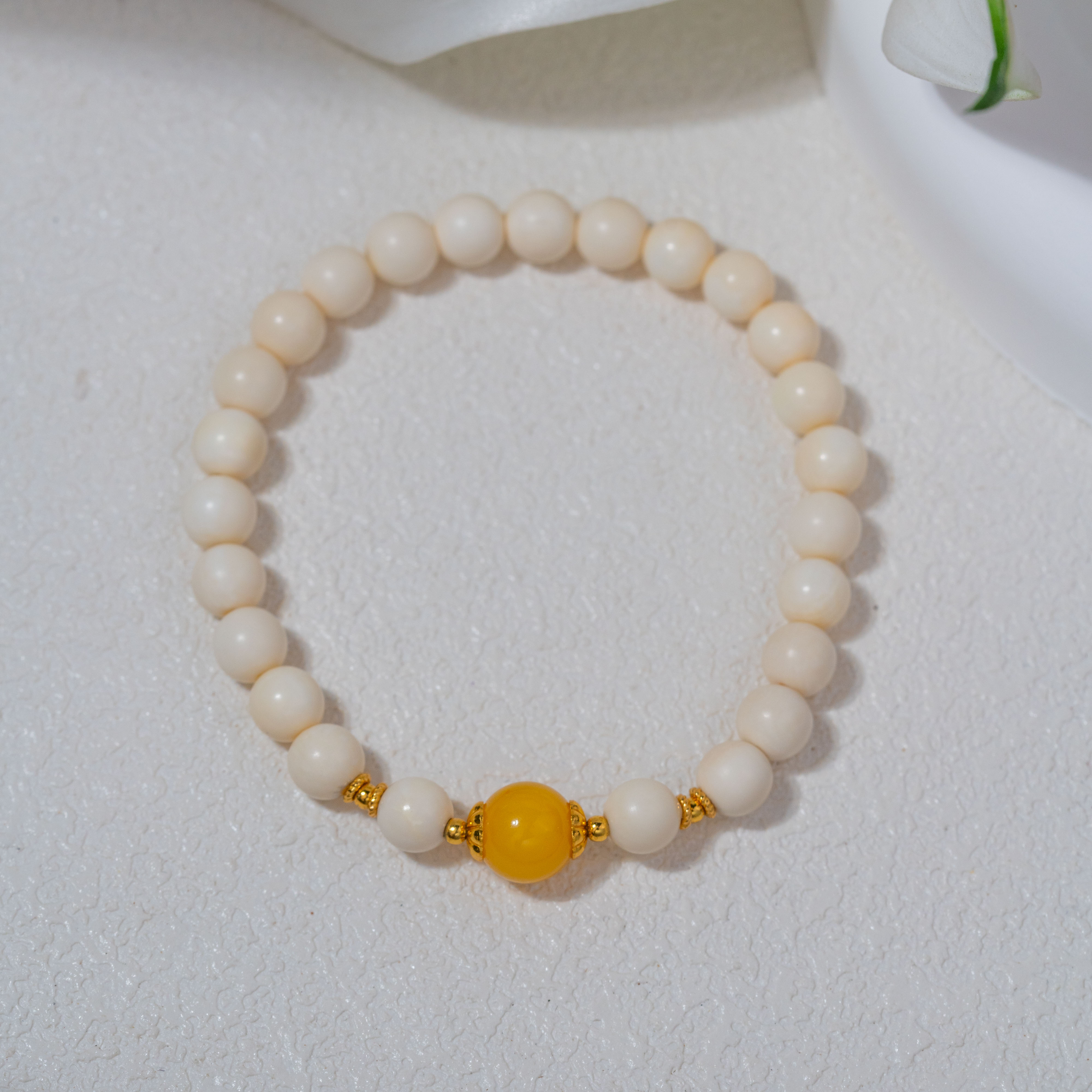 【云起富贵】猛犸牙蜜蜡手串925（天然珠宝多样性发其一）