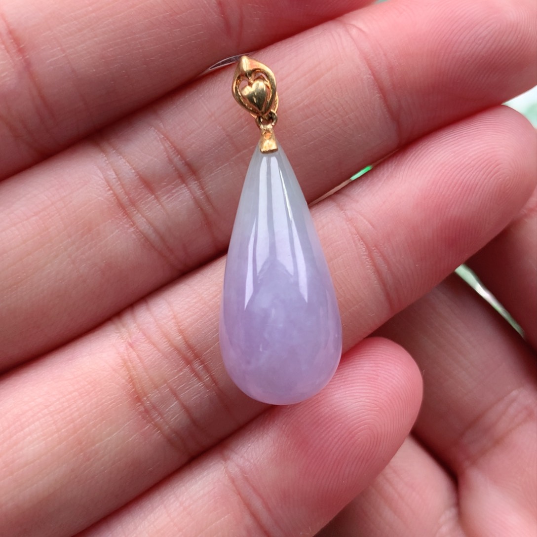 翡翠吊坠(不含链)18K金镶嵌紫水滴