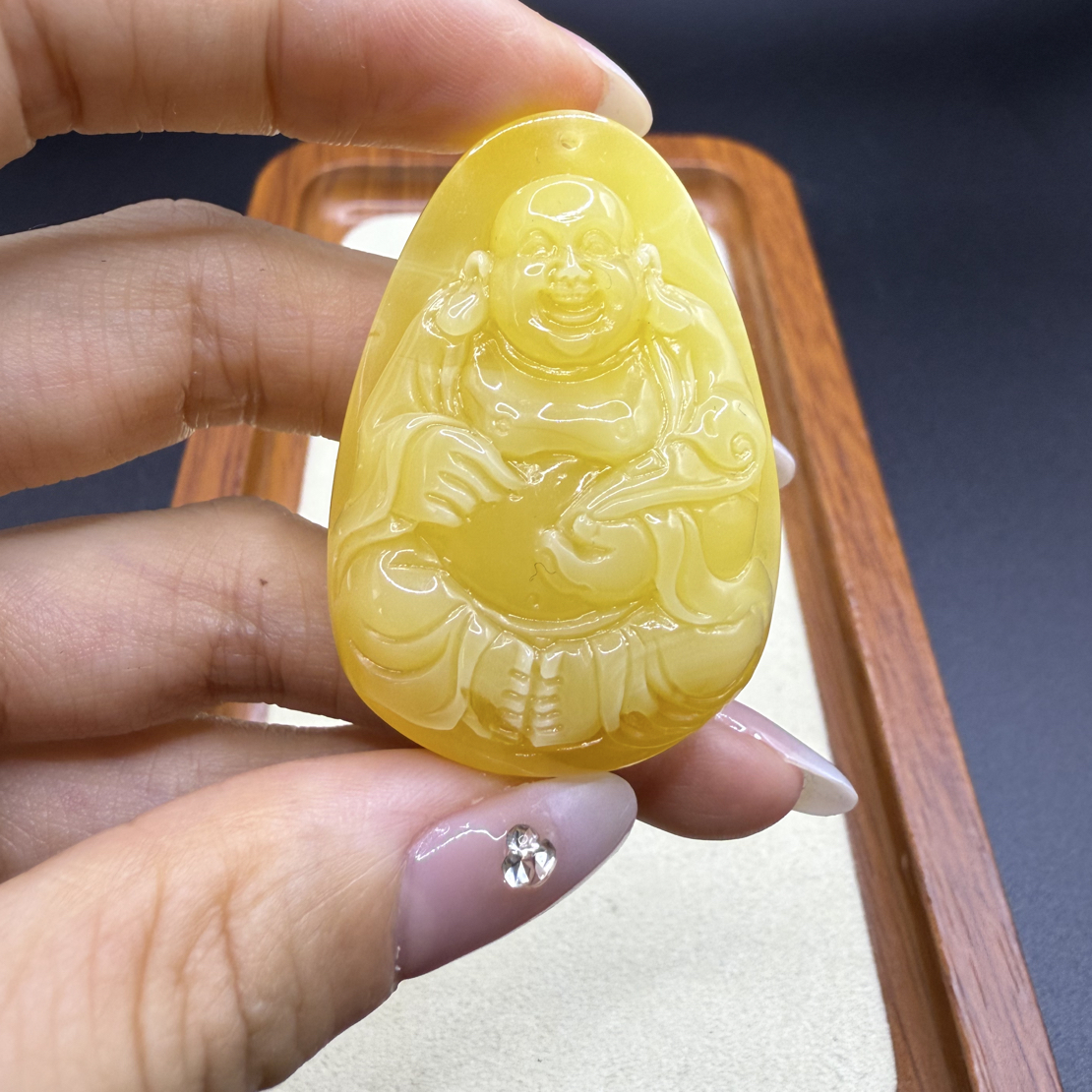 天然原矿琥珀蜜蜡焦皮佛公吊坠