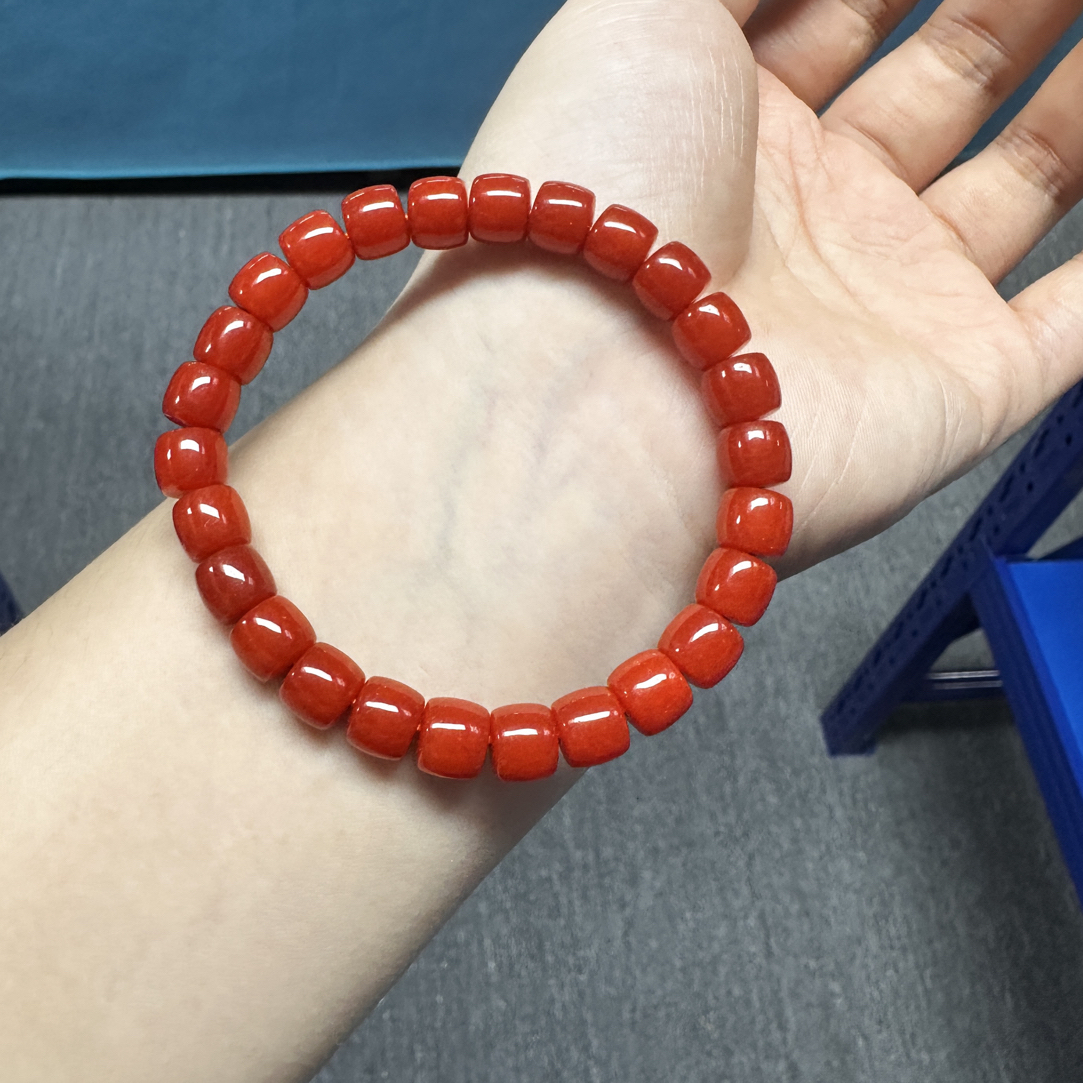 小帅家的珠宝—精美满色满肉锦红直切手串