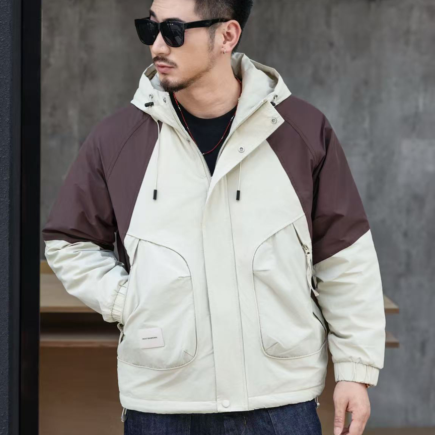 男士拼接连帽保暖夹克外套248033