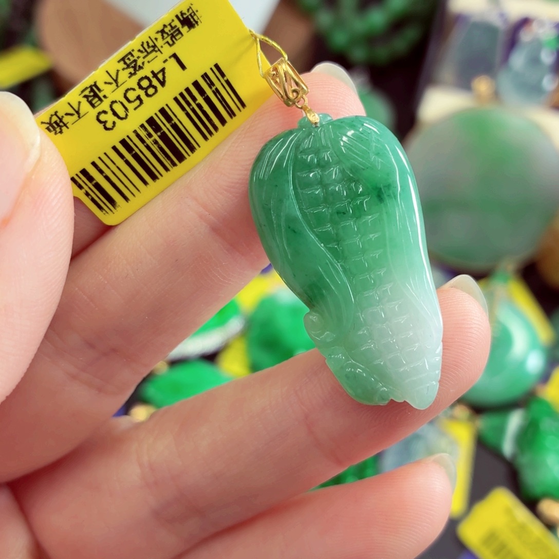 翡翠18K金镶嵌吊坠(不含链)