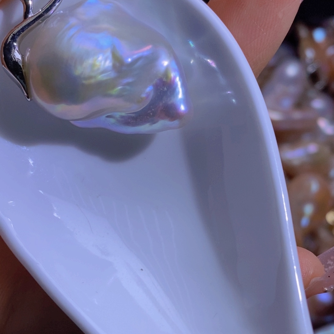 银S925镶嵌淡水珍珠微瑕