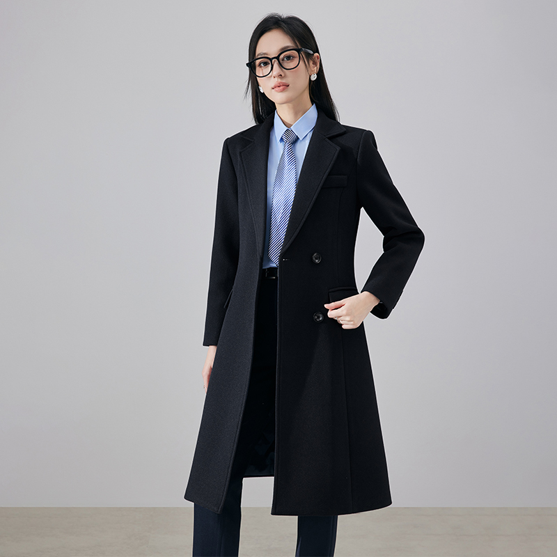 羊毛职业大衣女冬季中长款酒店前台售楼部工作服高端呢子外套工装