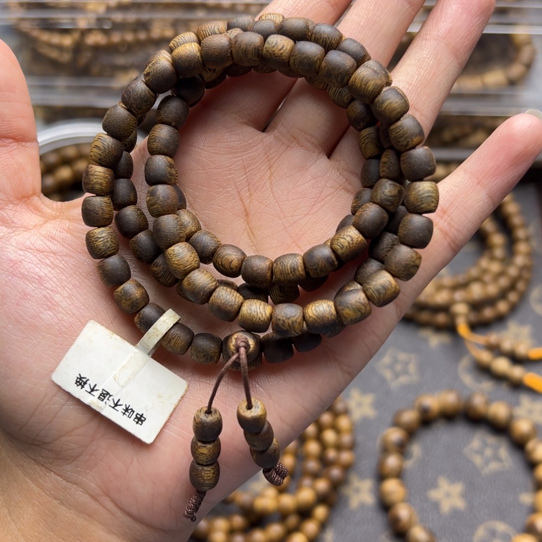 沉香手串金沙叶九九沉鼓珠多圈0.6/17克➕