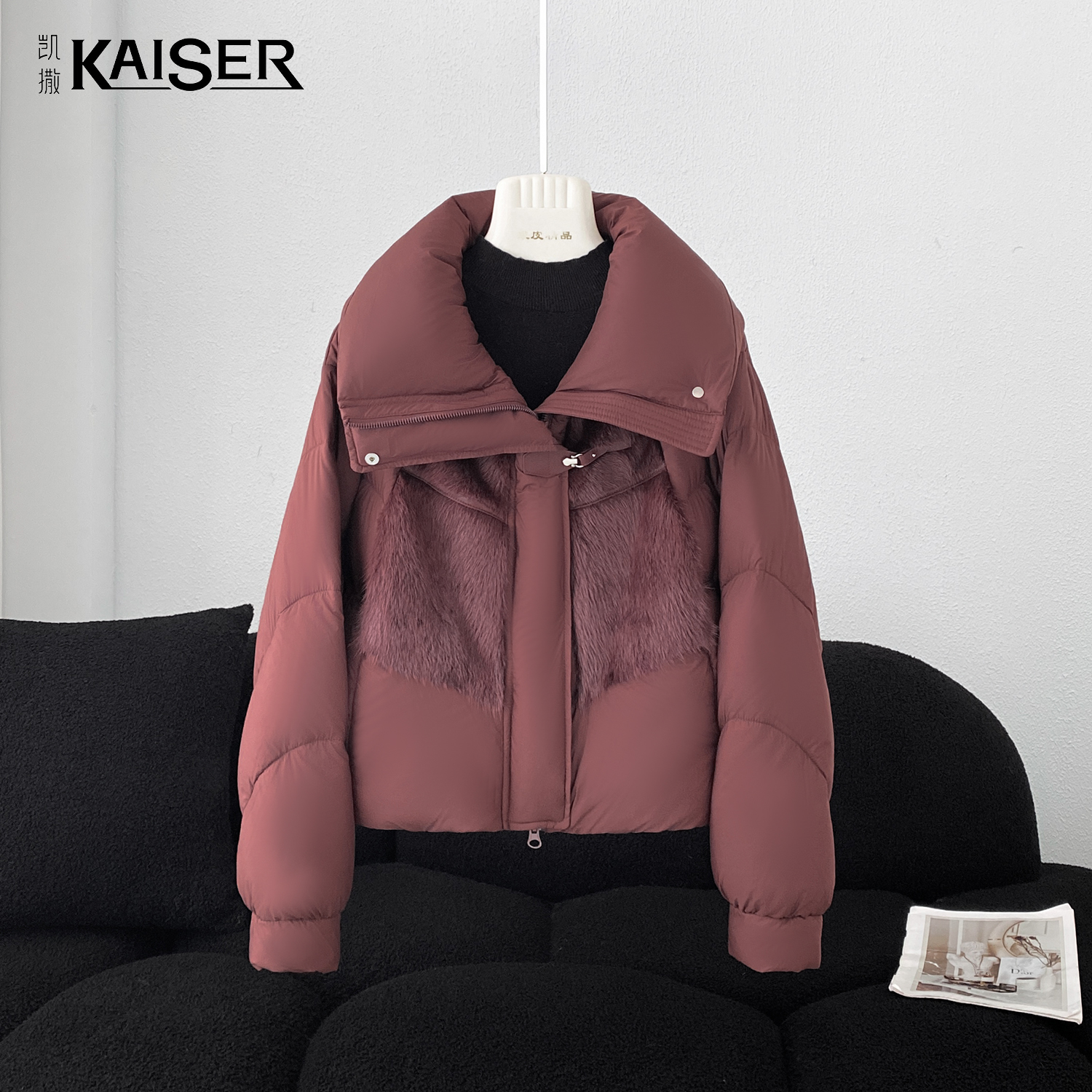 KAISER/凯撒4Y2370秋冬新款休闲风轻奢时尚纯色鹅绒羽绒服外套