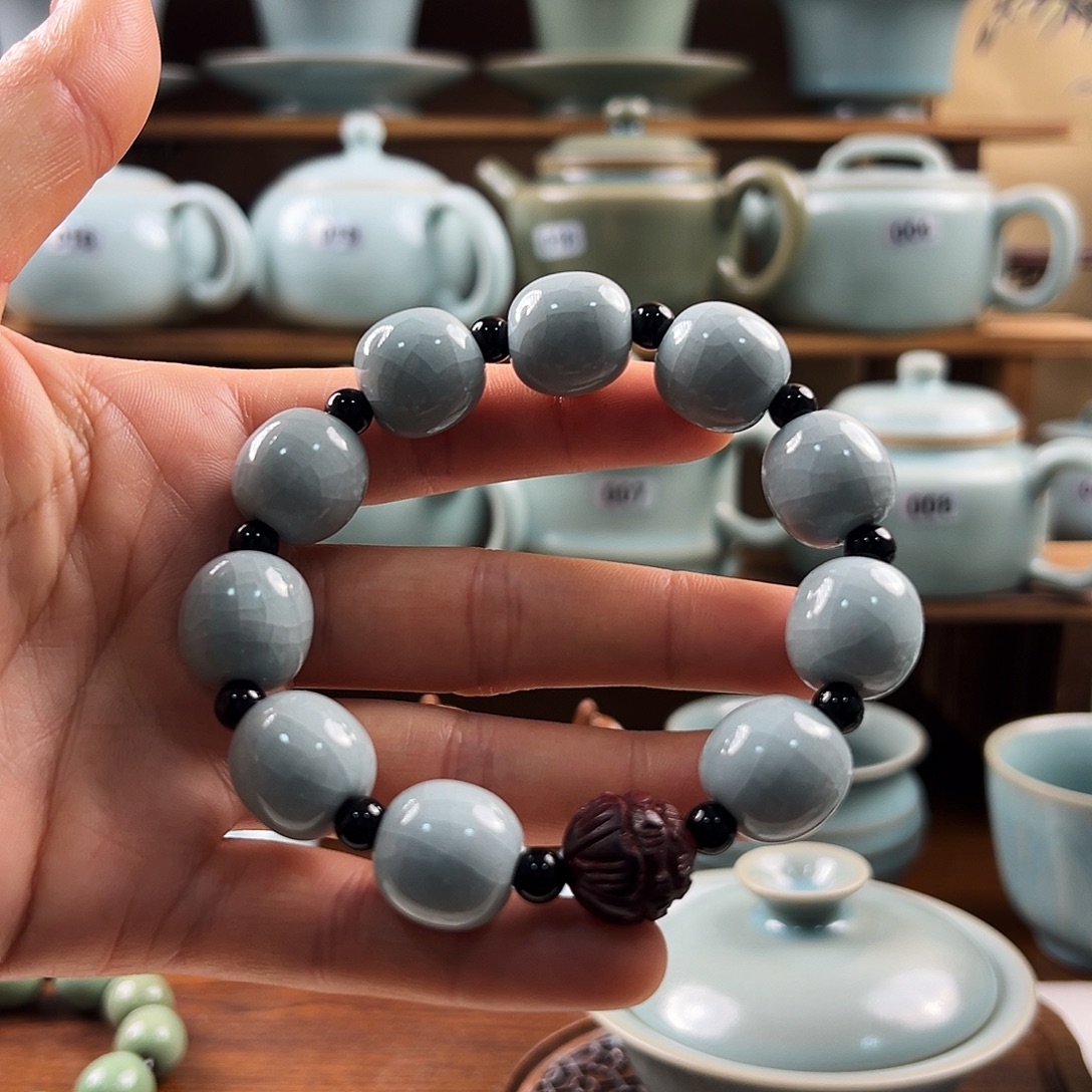 天青釉工汝瓷手串