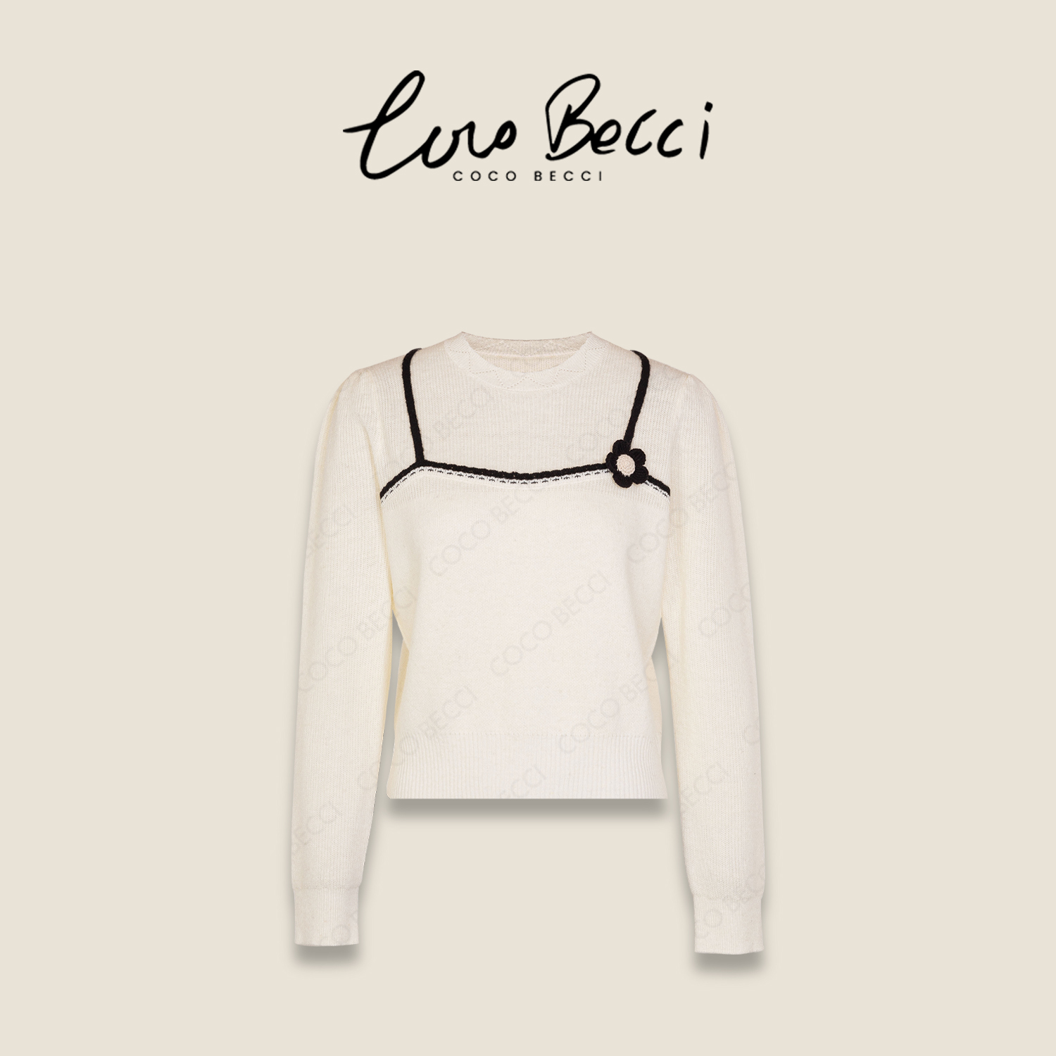 COCO BECCI【小花毛衣】天丝羊毛羊驼毛花朵百搭针织衫CFLJD231308