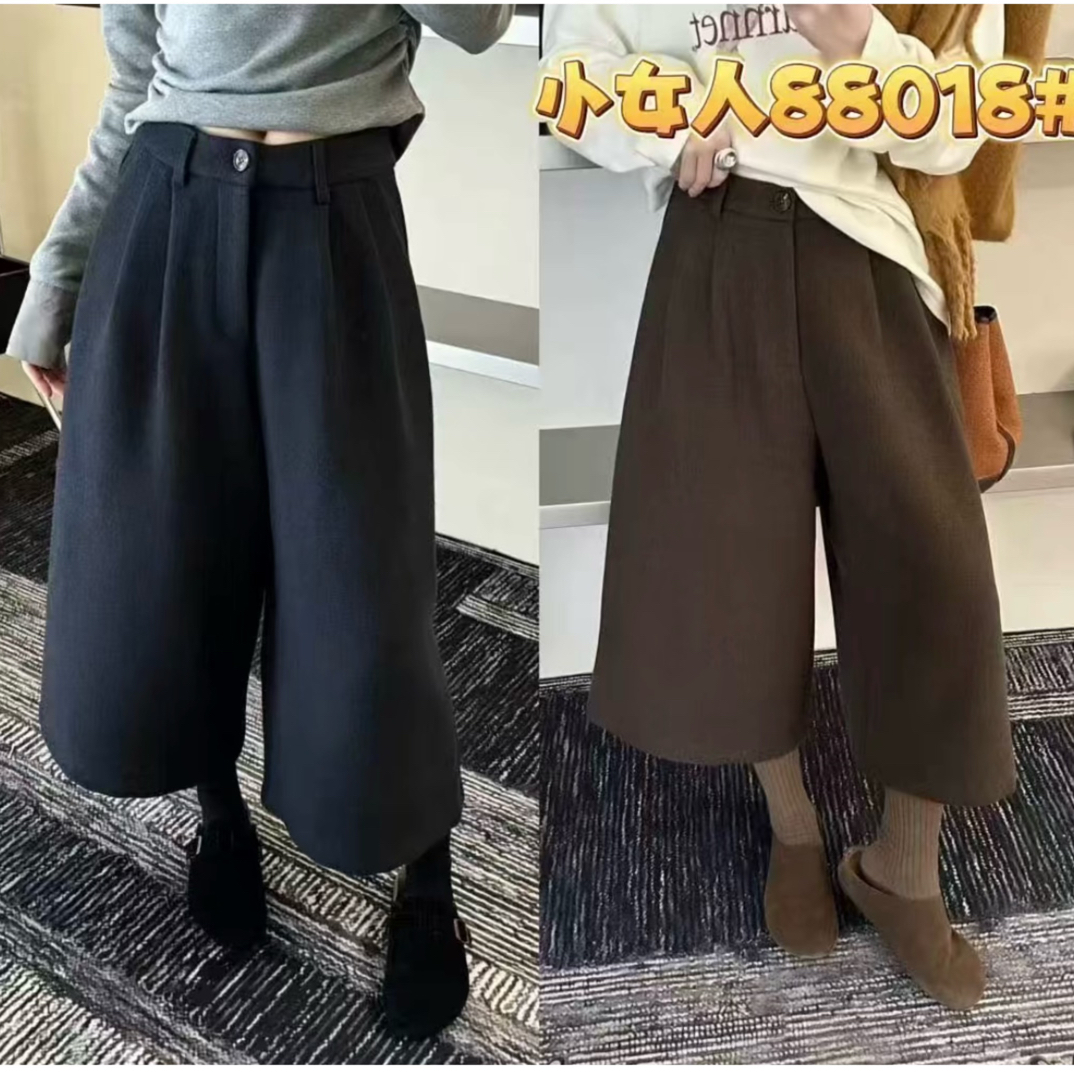 清言家88018新款毛呢休闲八分裤(裤长80左右)