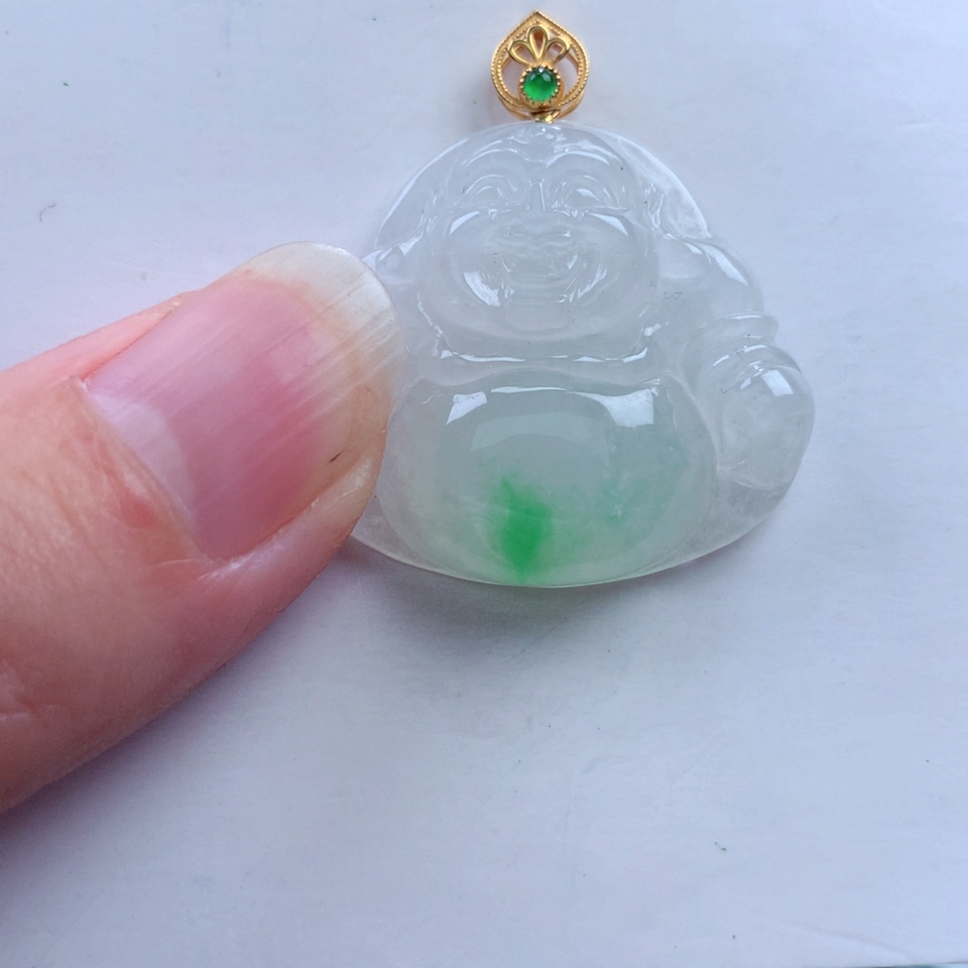 翡翠吊坠(不含链)18K金镶嵌