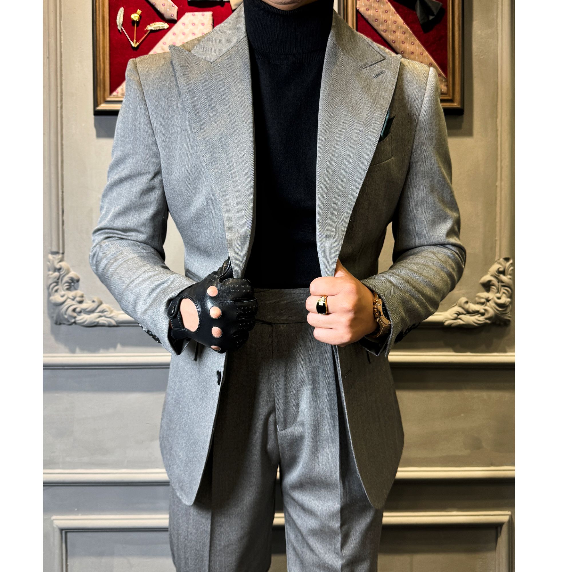 花伦 - 上新 高级感 灰色戗驳领西 装套装 商务时尚