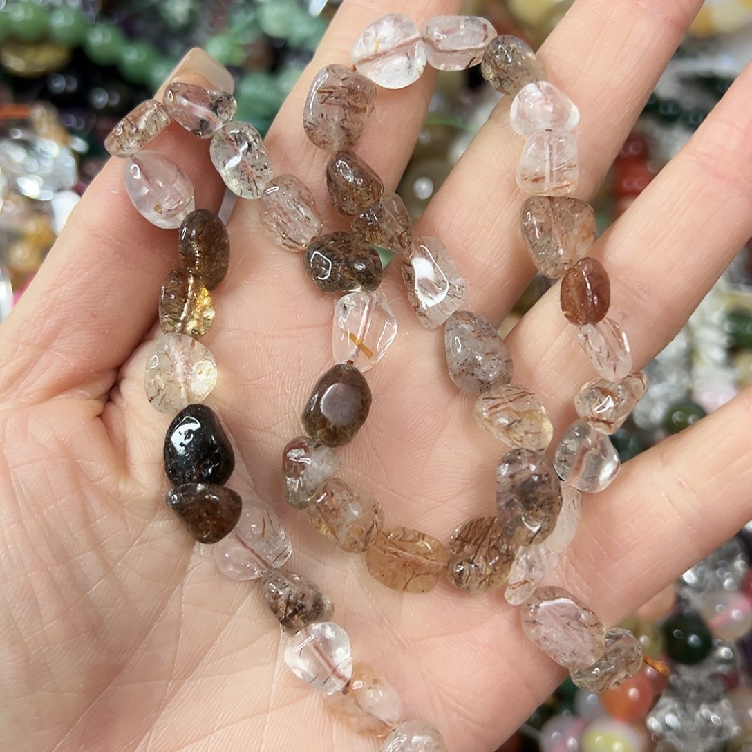 玛瑙/玉髓未镶嵌珠宝半成品，卡10黑金超七随行一条