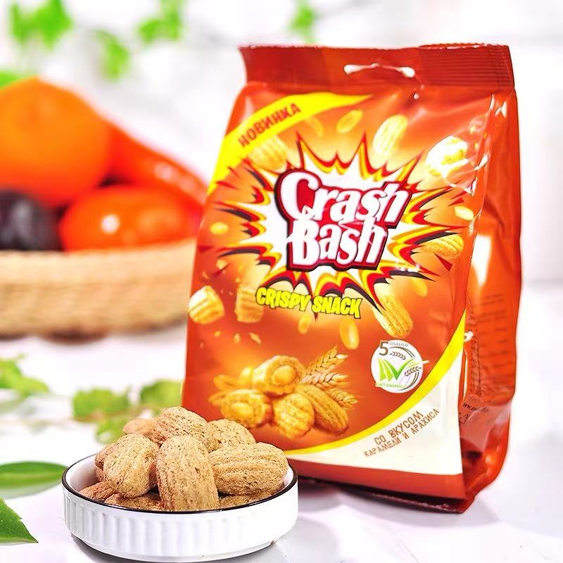 俄罗斯进口罗斯利德牌焦糖花生味夹心小米球（饼干）150克