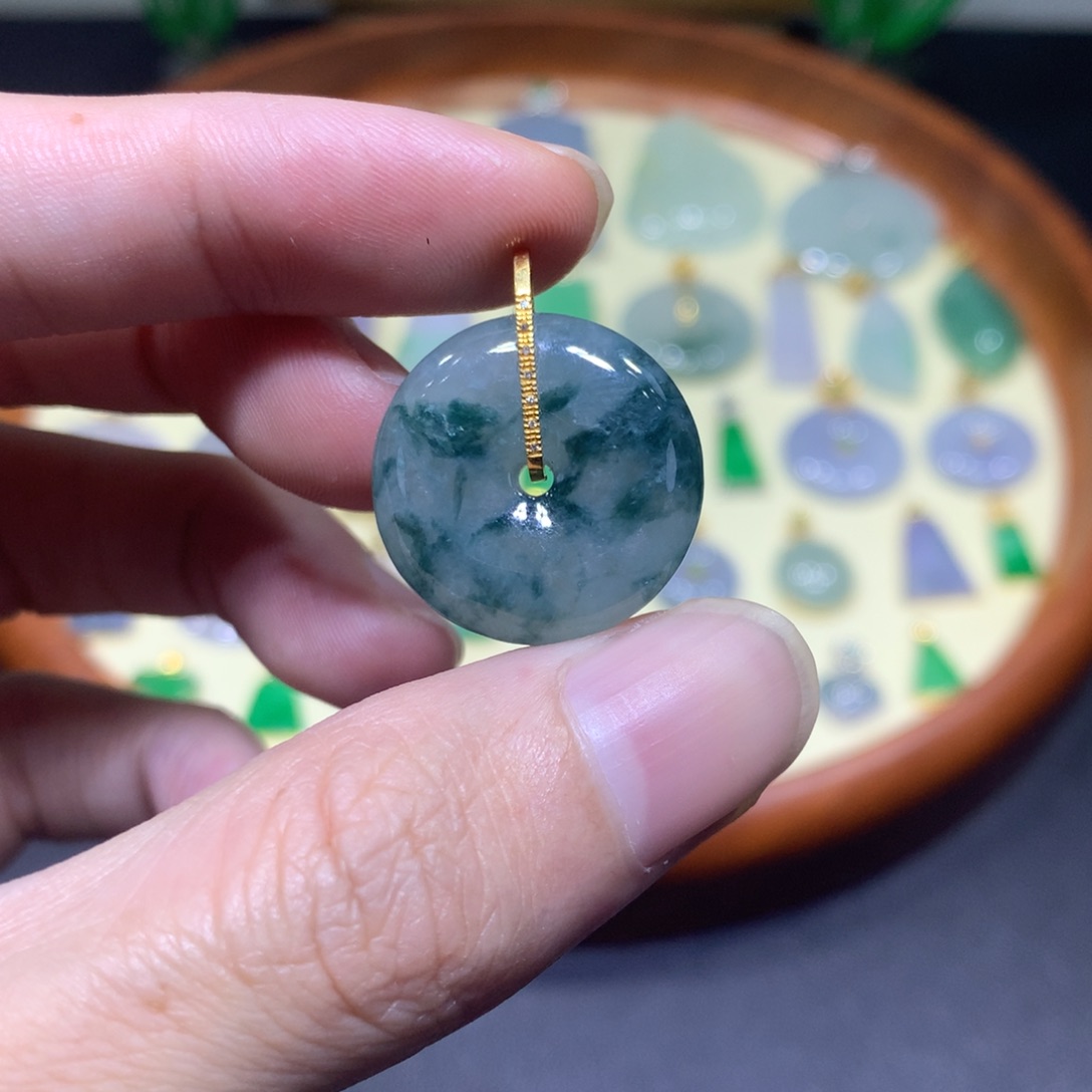 翡翠18K金镶嵌吊坠(不含链)