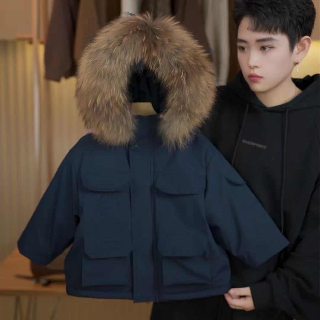 【小蛋壳】【现货】儿童冬季韩版大毛领外套加绒夹棉加厚派克服