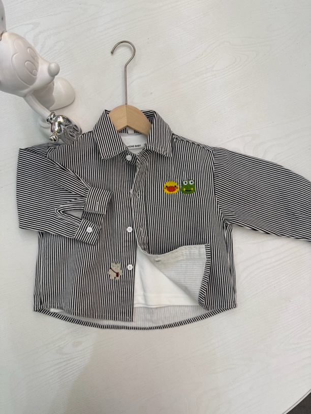 儿童长袖衬衣两件套条纹款