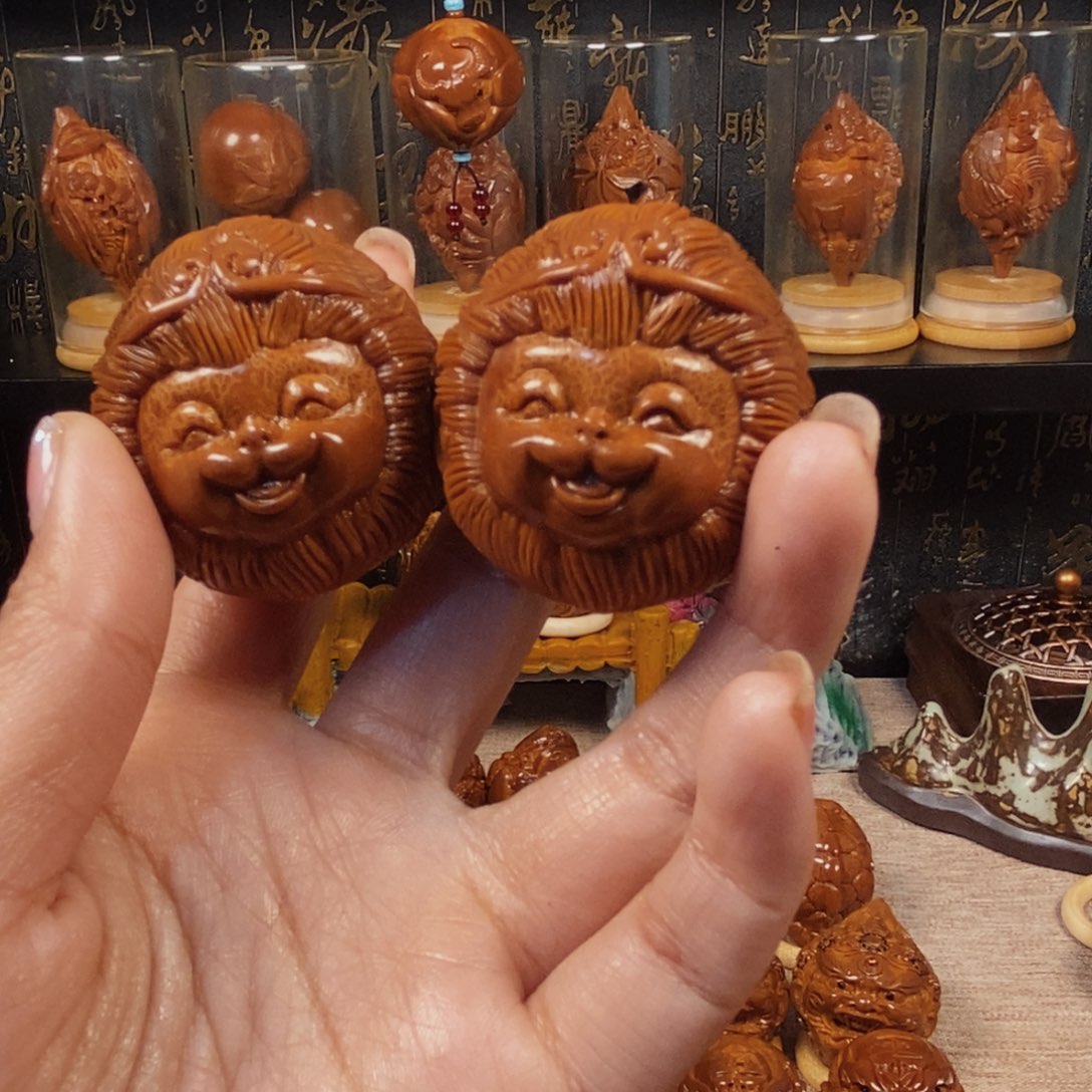 橄榄核吊坠懒*大笑笑猴一对0999