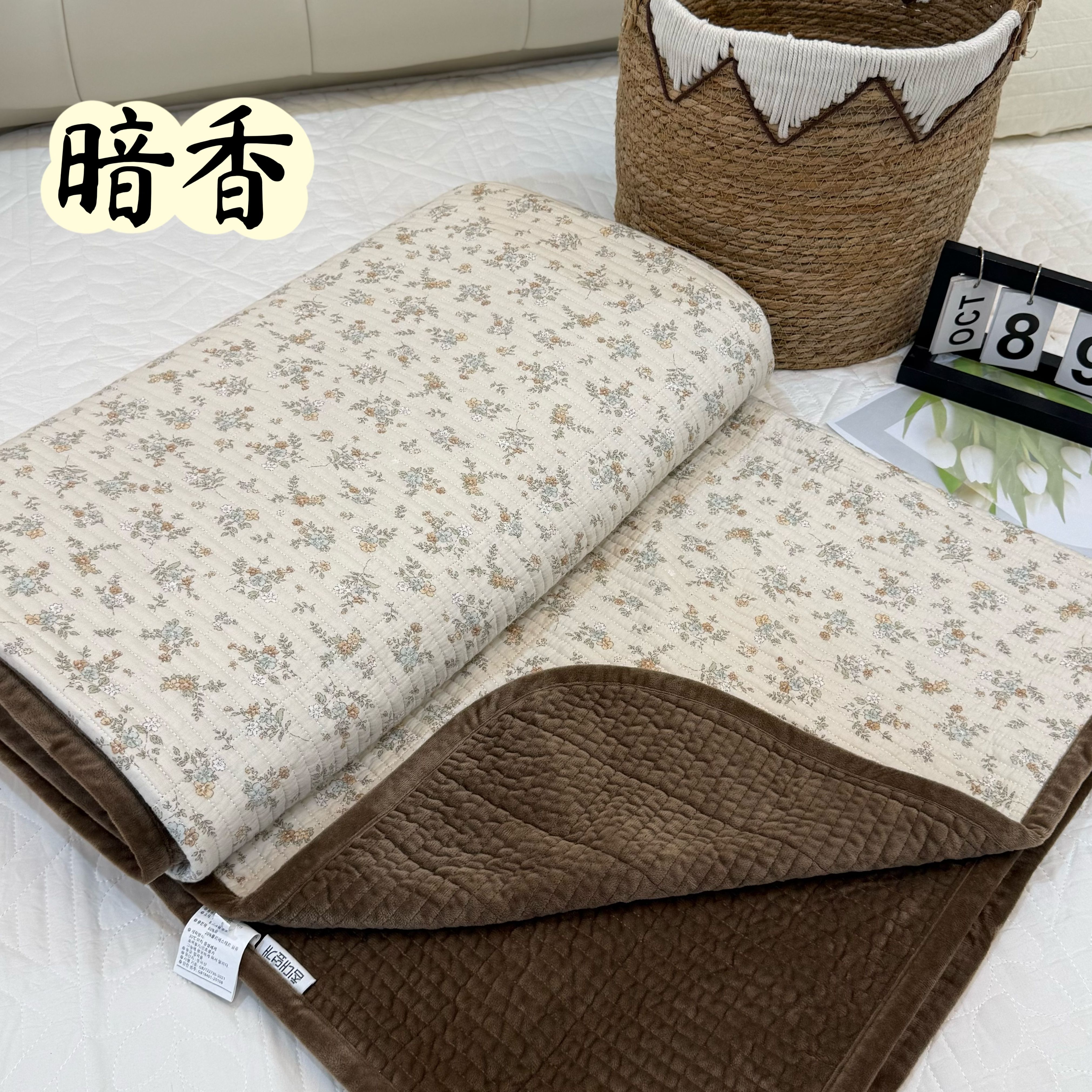 POCKET PIG/布袋猪【小棉盖】 纯棉纱布加绒两用绗缝固定床盖三件套