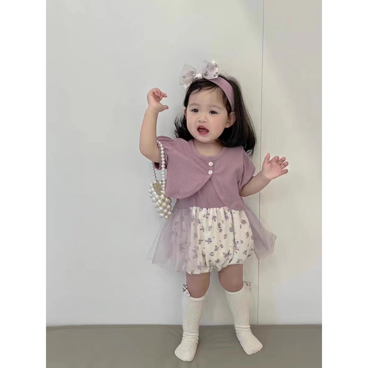 拼【A501-511】宝宝夏季衣服简约吊带纱超洋气包屁衣婴儿外