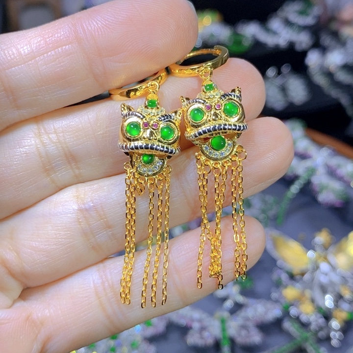 翡翠戒指银S925镶嵌天然翡翠