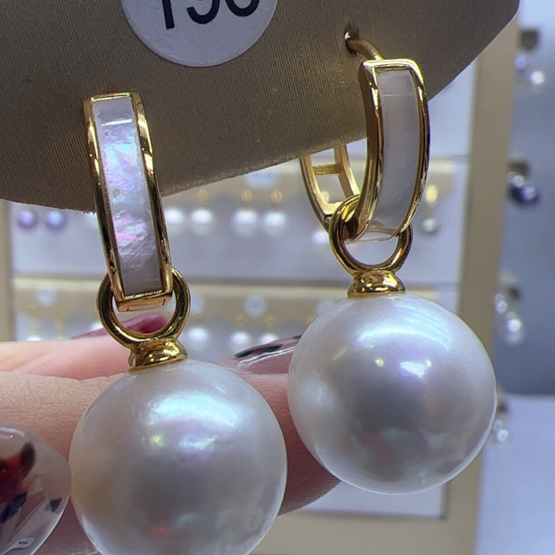 淡水珍珠耳饰银S925镶嵌
