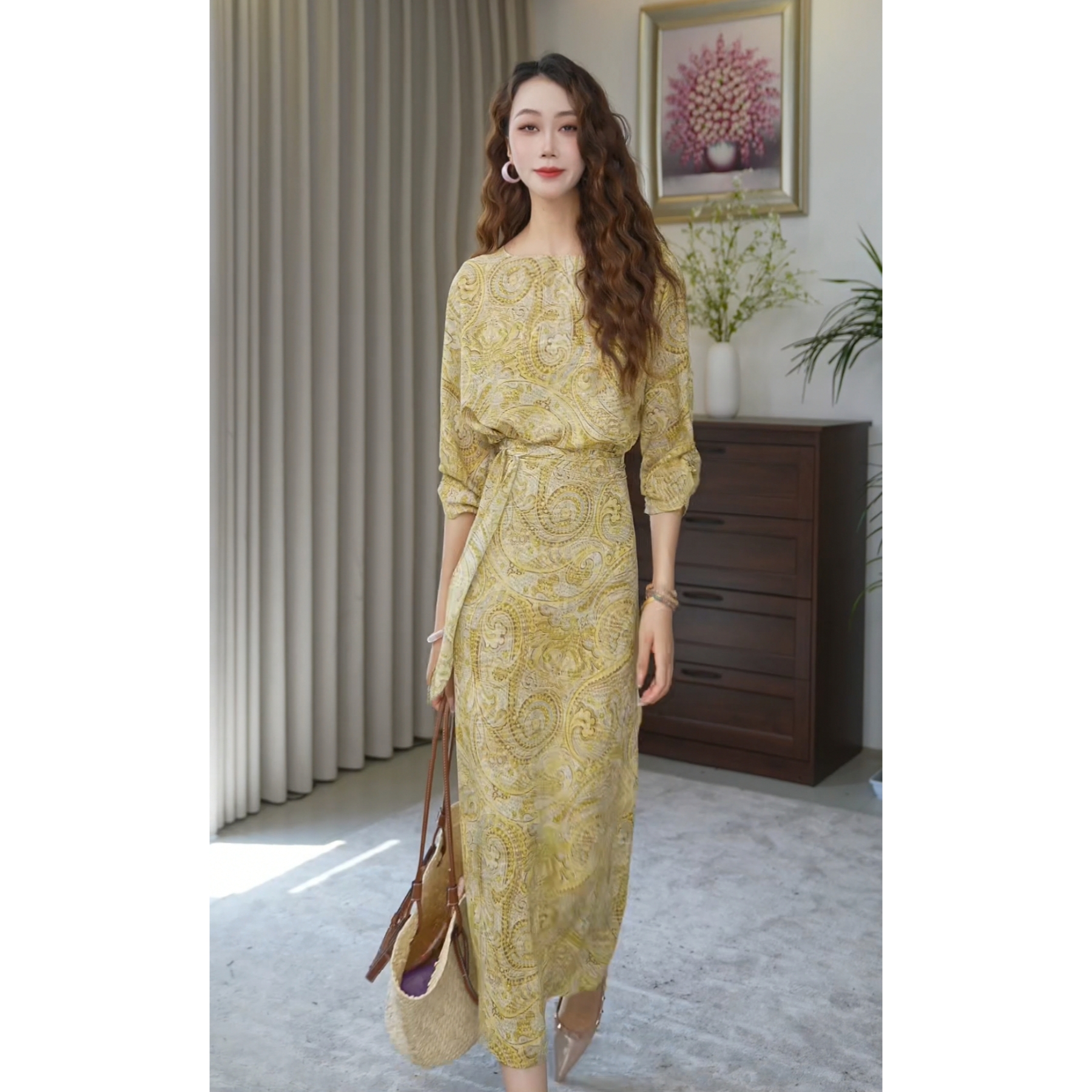 Hangsixiang.小爽【梦境】女神显瘦度假气质轻奢裹裙66995