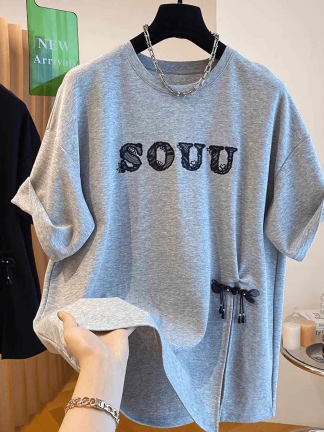 胖MM特大码300斤设计感小众独特开叉短袖T恤女夏季别致打底衫上衣