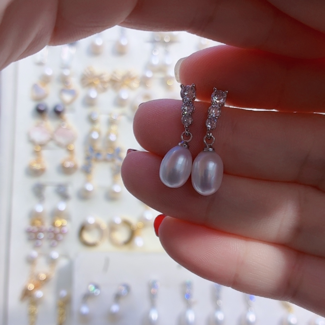 合金淡水珍珠耳饰