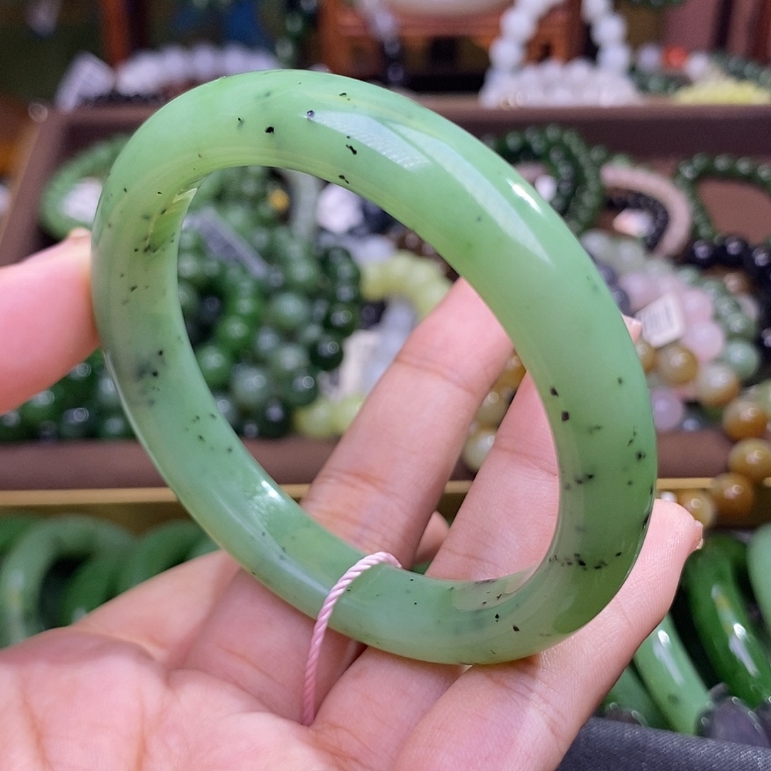 和田玉未镶嵌颈饰碧玉乌兰海正圈手镯56,6 