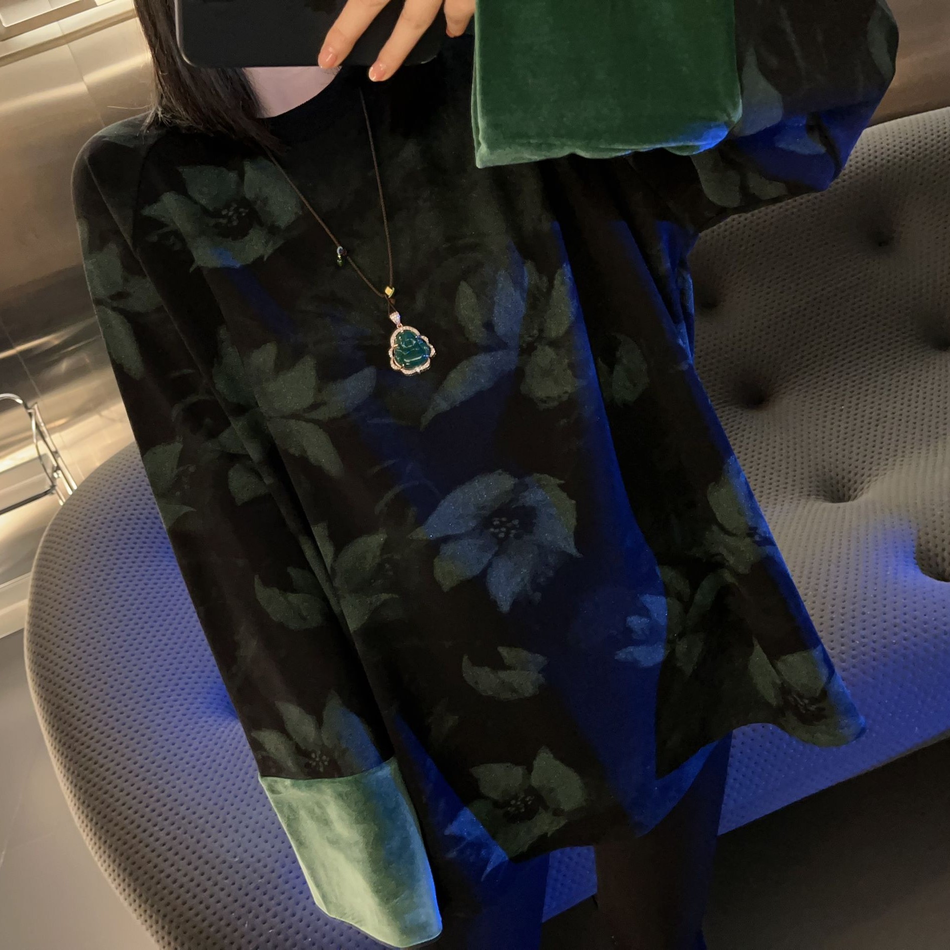 2店 加绒加厚【空灵牡丹】水墨直喷上衣