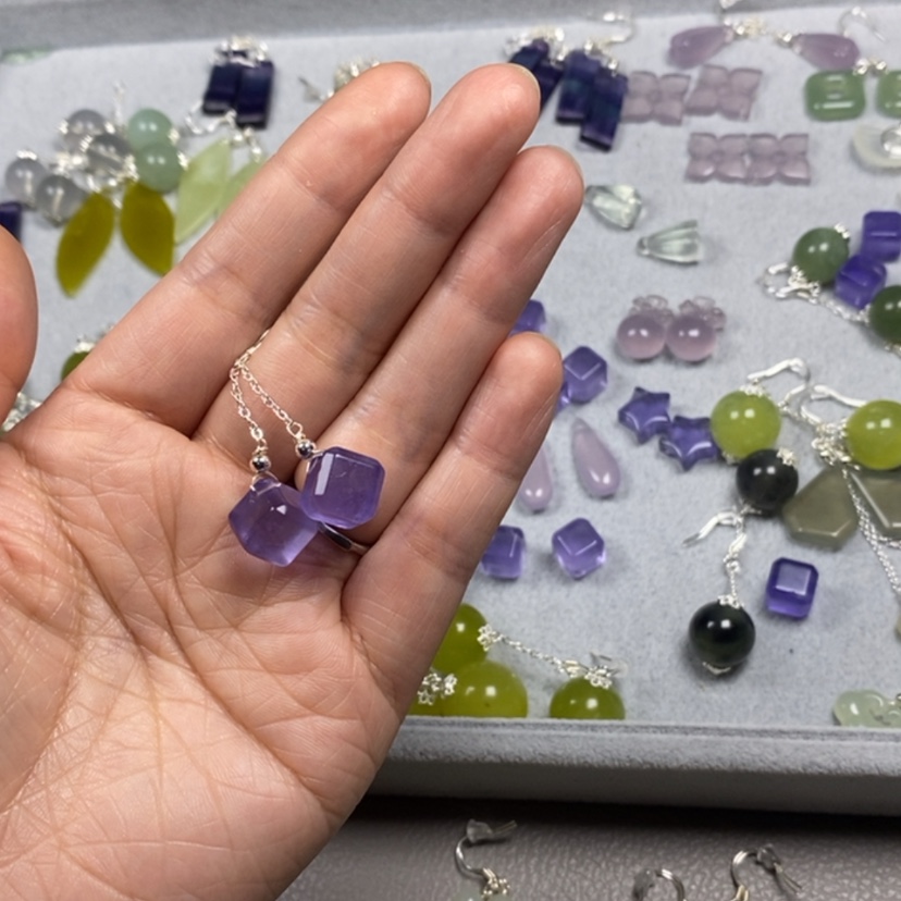 【闪购商品】萤石挂件耳饰耳环项链未镶嵌