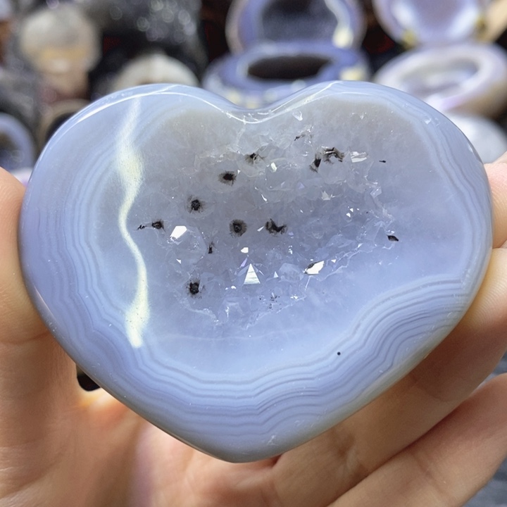 未镶嵌珠宝半成品水晶蓝晶爱心